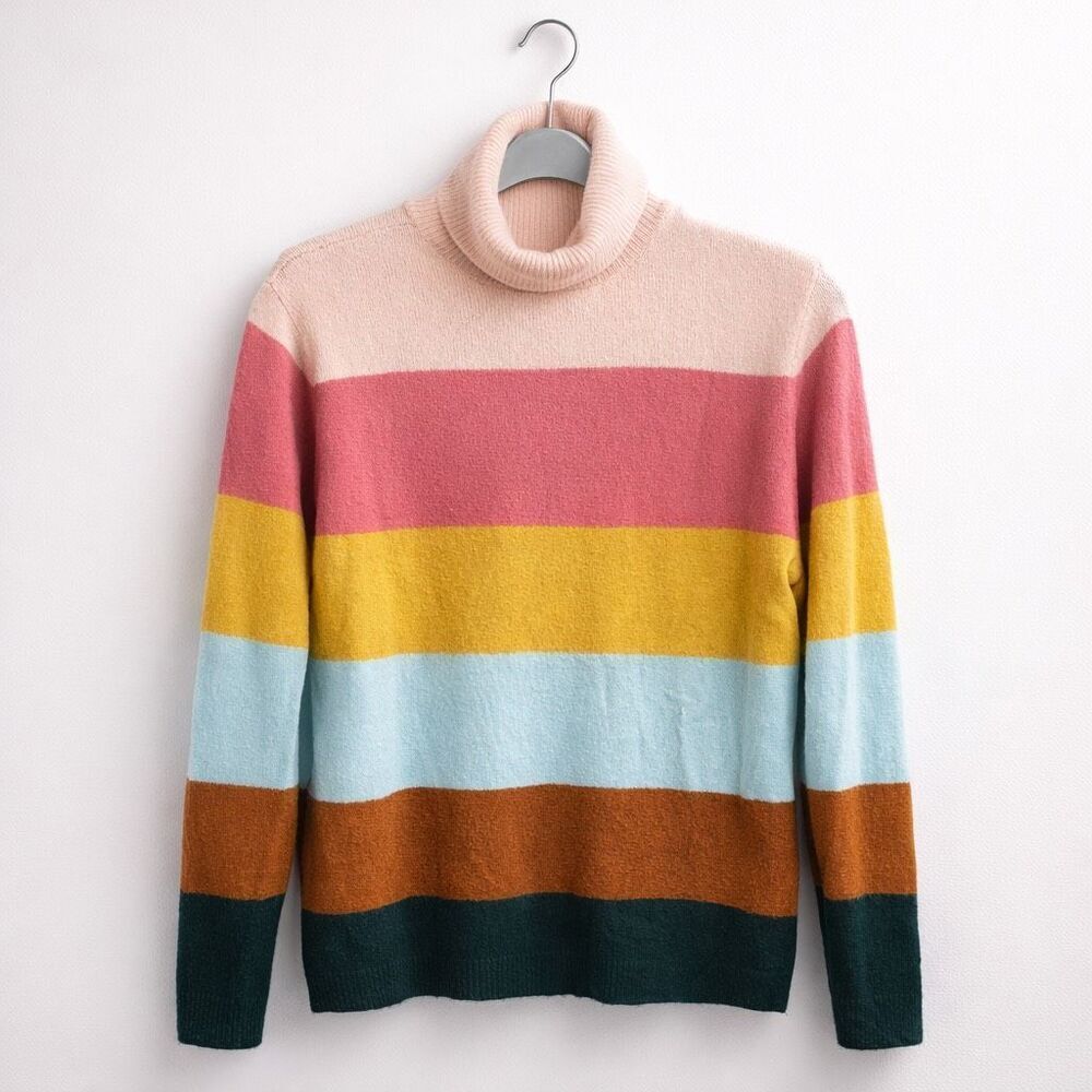 Halogen x Atlantic-Pacific Stripe Turtleneck Sweater NWT Sz S - Picture 2 of 4